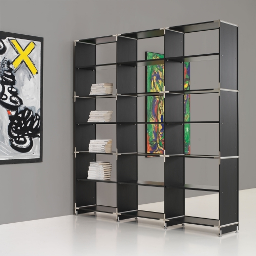 Fitting Beyond libreria interparete in alluminio anodizzato nero da cm. 194 x h.201 x 34