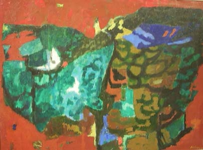 Paulucci Enrico, Costiera rossa, 1959, cm. 90x120, Olio su tela
