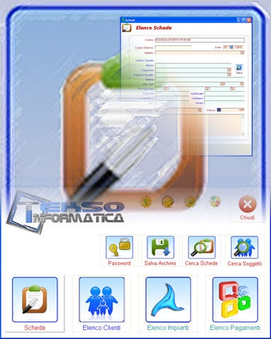 programma Schedario per creare e gestire schede lavoro e schede clienti